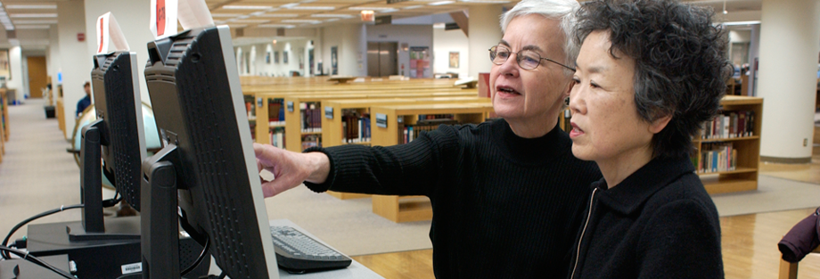 Community members using the Library